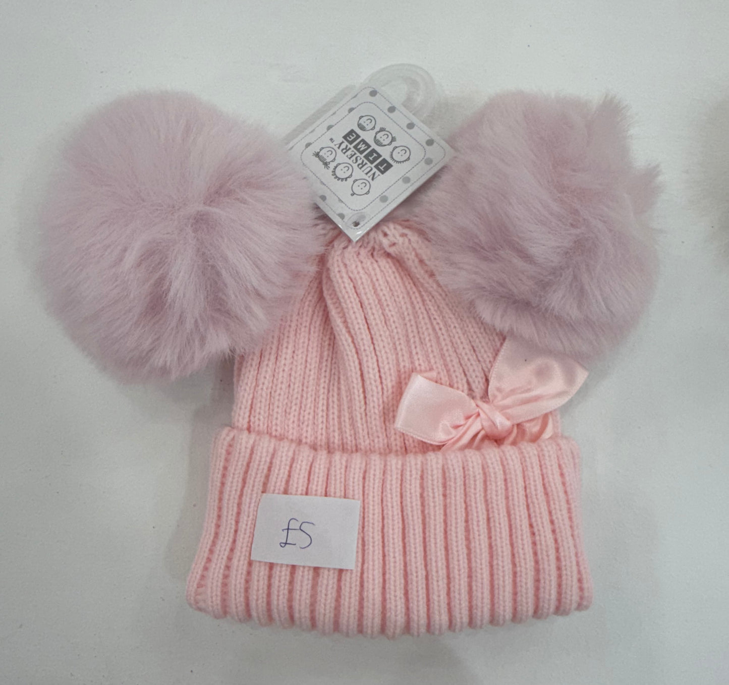 Pink Pom Pom bow hat