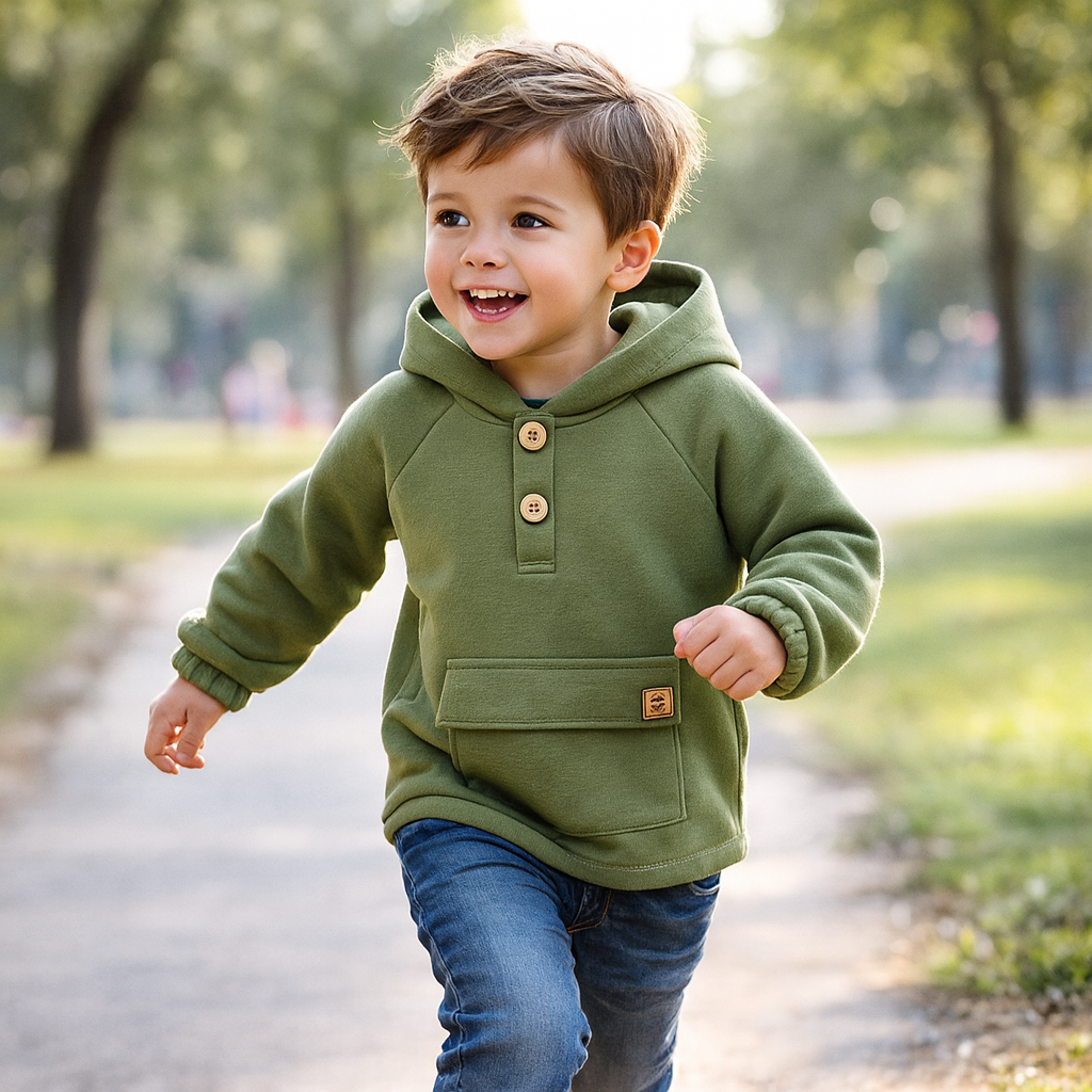 Green hooded sweater