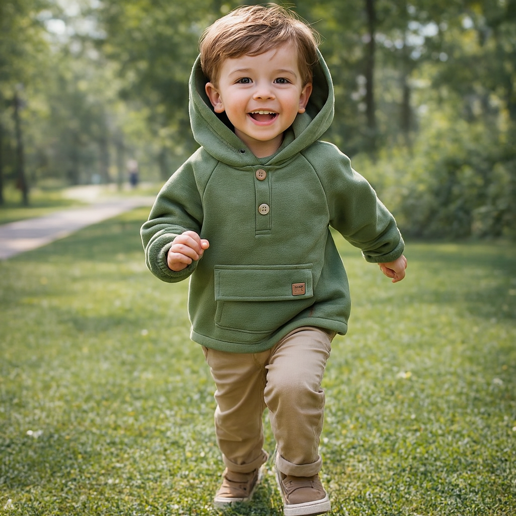 Green hooded sweater